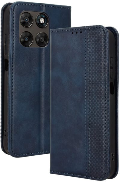 Coverup Hoesje - Geschikt voor Motorola Moto G67 / G77 / G87 Hoesje - Coverup Vintage Style Book Case - Blauw