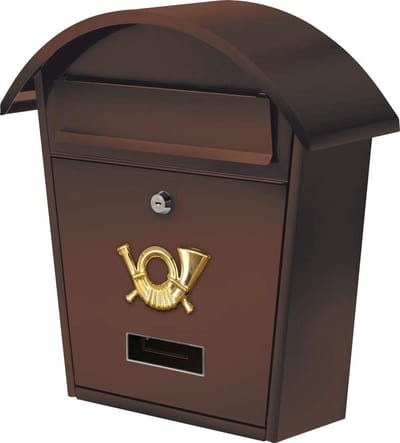 Brievenbus - Postbak - Veilig Post Ontvangen - Verzinkt Plaatstaal - 380 x 320 x 105 mm - Bruin