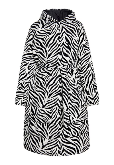 Faina Lange gewatteerde jas Dames Witte zebra