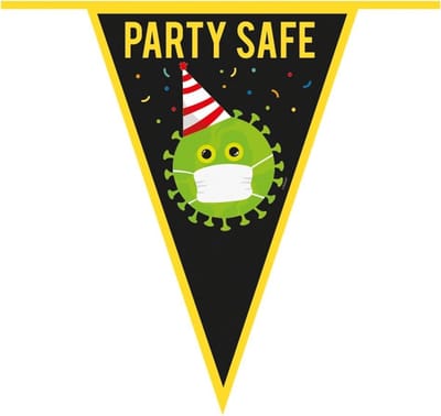 Boland - Party Safe - Vlaggenlijn - Virus - 1,5 m afstand - mondkapje - 6 meter