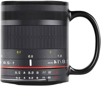 Koffiekop Cameralens - Fotografiemok Mok - Genieten van Koffie - Realistisch Lensontwerp - 350ml - Wit