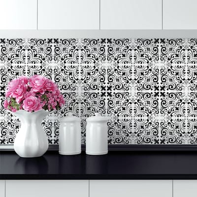 Zelfklevende tegelmuurstickers voor keuken en badkamer - 9 cementtegelstickers, Azulejos Ritanio - 9 stickers, 10x10cm