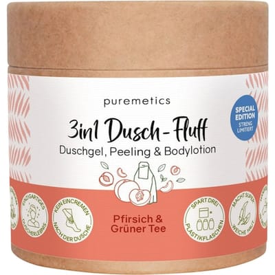 puremetics 3in1 doucheverzorging Douche Fluff Perzik & Groene Thee Douchegel Unisex 250 g