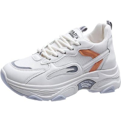 Baskets Plates à Plateforme en Mesh pour Femmes Dames Été Mode Chaussures Décontractées Féminines Marche Course Gym Sport Chaussures d'Extérieur 40 blanc