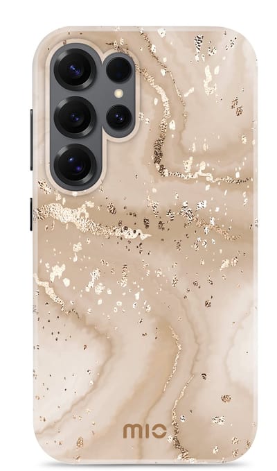 Mio by Mobilize Hoesje geschikt voor Samsung Galaxy S26 Ultra MagSafe Telefoonhoesje Hardcase | Mio by Mobilize Backcover | Geschikt voor MagSafe | Geschikt voor Draadloos Opladen met Magnetische Ring | Geschikt voor MagSafe Case - Gold Marble | Goud