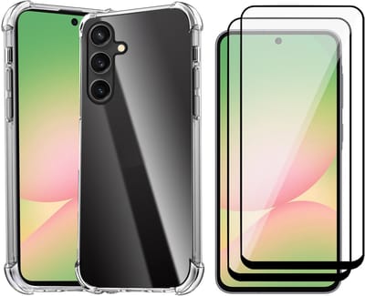 Hoesje geschikt voor Samsung Galaxy A56 / A36 - 2x Screenprotector Volledig Dekkend Glas - Shockproof Transparant