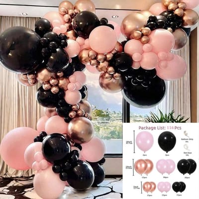 116 stuks Zwart Roze Ballon Roségoud Ballonnen Slinger Boog Kit Voor Verjaardag, Bruiloft, Afstuderen, Jubileum, Vieringen, P Other brown