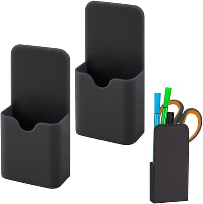 Magnetische Pennenhouder Set van 2 – Opbergbox voor Whiteboard & Bureau – Geschikt voor Koelkast, Kantoor & School – Zwart