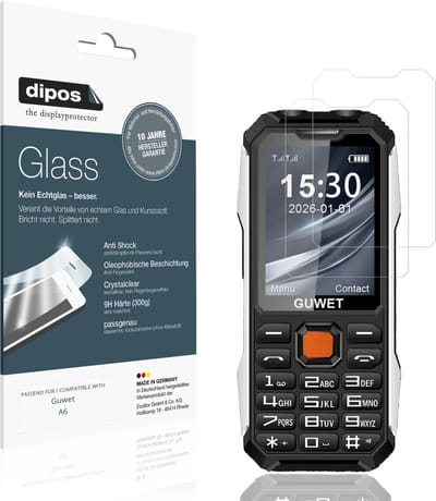 dipos – 2x Pantserfolie geschikt voor Guwet A6 | 9H Screenprotector