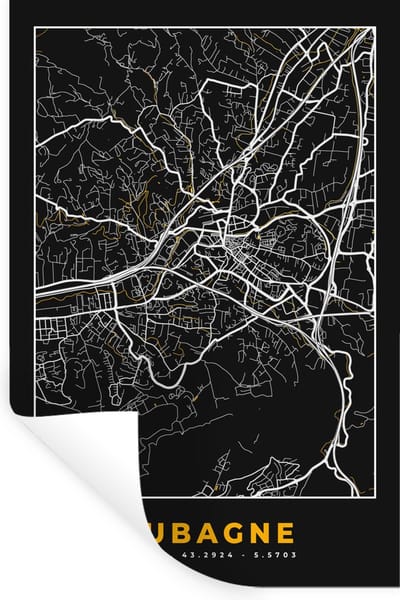 Muurstickers - Sticker Folie - Frankrijk - Aubagne - Stadskaart - Kaart - Plattegrond - 20x30 cm - Plakfolie - Muurstickers Kinderkamer - Zelfklevend Behang - Zelfklevend behangpapier - Stickerfolie