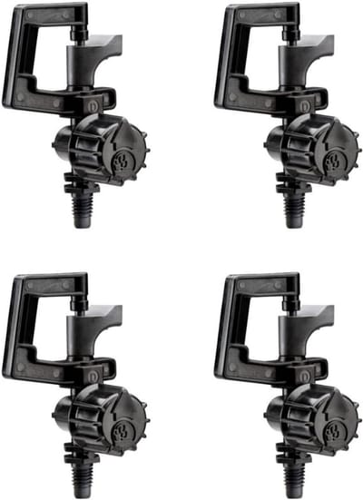 Druppelirrigatie Sproeiers 4-Pack met Roterend 360° Sproeipatroon en Verstelbare Bereik