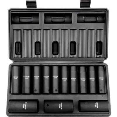 VEVOR professionele dopsleutelset CR-V gelegeerd staal 13-delige dopsleutelset 10-24 mm diepe doppen slagmoersleutel, HRC 42-48 dopsleutel inclusief gereedschapskoffer, metrische schroefverwijderaar