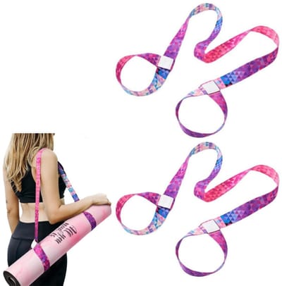 2-delig - Draagriem voor yogamat - Yogariem - Bedrukte riem - Bindriem - Opbergriem - Hulprekriem - Iriserende kleur - 170 x 3,8 cm - Geschikt voor yogamatten, oefeningen en fitness.