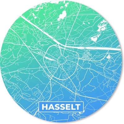 Muismat rond 20x20 cm - Mousepad Stadskaart - België - Hasselt - Blauw - Ronde muismatten