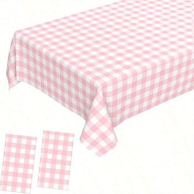 Roze en Witte Geruite Tafelkleden Wegwerp Feest Picknick Tafelkleden Spatbestendige Geruite Tafelkleden Voor Kampeerdecoratie Feestcadeaus Pink-1pc veelkleurig
