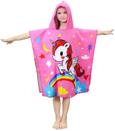 Badhanddoek Met Capuchon Voor Kinderen - Microvezel Poncho, Strandhanddoek, Zwemmen, Zwembad, Badjas Voor Meisjes En Jongens