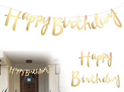 Allecto - Happy Birthday-banner - Verjaardagsfeestdecoratie - Glitter voor slinger - Goud - Hangende decoratie - Geschikt voor volwassenen en kinde...