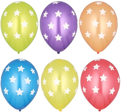 12x 6 Ballonnen Ø 29 cm assorti kleuren Stars