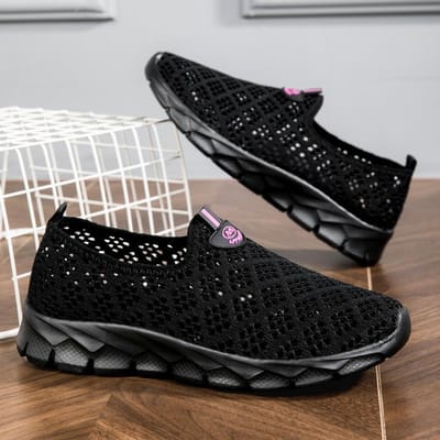 Dames Sneakers Zomer Uitgehold Enkele Schoen Zachte Zool Wandelen Anti-Slip Mesh Outdoor Tenis Femenino Comfortabele Casual Schoenen 42 gray