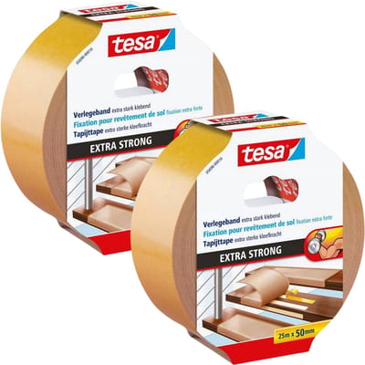 Tesa Extra Strong Hold - Dubbelzijdige Tapijt Tape - 25m x 50mm - Buiten- en binnengebruik