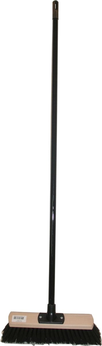 Benson Straatbezem - Zachte kunststof haren - Inclusief steel - 30 cm breed - Zwart