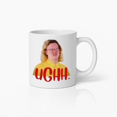 Grappige "UGHH" Gezicht Meme Mok – Humoristische Keramische Koffiebeker met Eigenzinnige Uitdrukking