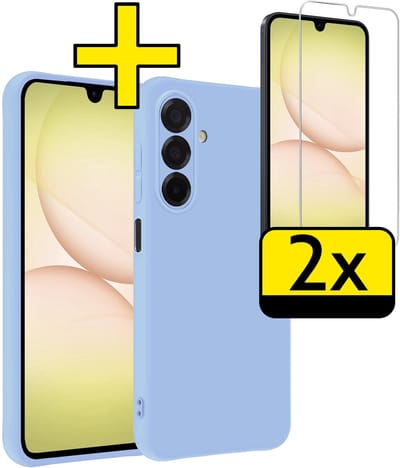 Hoesje - Met 2x Screenprotector - Geschikt voor Samsung Galaxy A17 - Sterk & Shockproof - Back Cover - Siliconen Case - Telefoon Hoes - Telefoonhoesjes - Lichtblauw