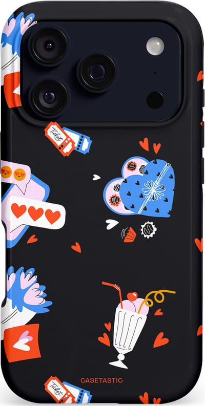 Casetastic hoesje geschikt voor Apple iPhone 17 Pro - MagSafe - Dubbellaagse bescherming - Liefdes Kaarten - Fashion Case - Zwart Lavendel Wit
