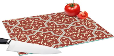 Glazen Snijplank - 39x28 - Patroon - Rood - Sterren - Snijplanken Glas