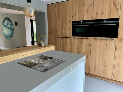 Chefcare Inductie Beschermer Twee Herten in het Bos bij het Water - Zwart Wit - 60x55 cm - Afdekplaat Inductie - Kookplaat Beschermer - Inductie Mat