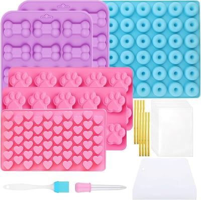 Allecta - Bakmat Set voor Hondensnoepjes - 50 Cellofaanzakjes - DIY Hondenlekkernijen - Koekjes en Chocolade - Inclusief Accessoires