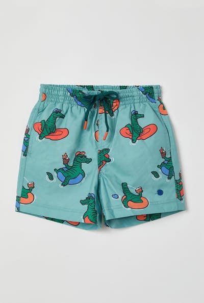 Woody zwemshort - Jongens/Heren - Moerasgroen - Krokodil - 221-2-QWW-W/925 - Maat XL
