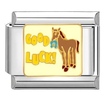 Quiges - Schakel - Bedel - 9mm - charms - Paard - geluk - Geschikt voor - armband - Schakelarmband - italy bedels armband