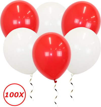 Valentijn Versiering Witte Rode Helium Ballonnen Decoratie Valentijn Verassing Verjaardag Feest Versiering – 100 Stuks