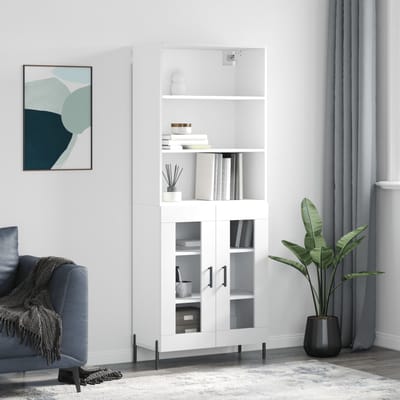 vidaXL - Hoge - kast - 69,5x34x180 - cm - bewerkt - hout - wit