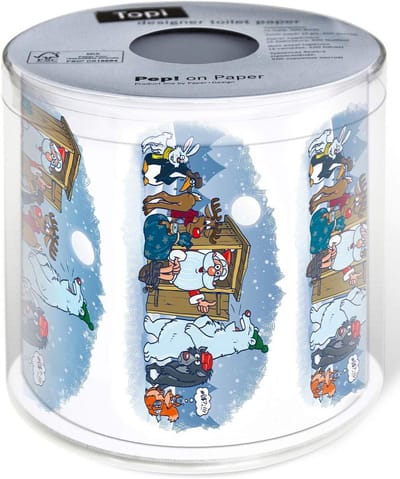Toiletpapier 1 rol - Motiefpapier Dieren - Feestelijke Sfeer - Duitse Kwaliteit - 3-laags 200 vellen - Kerstkleuren