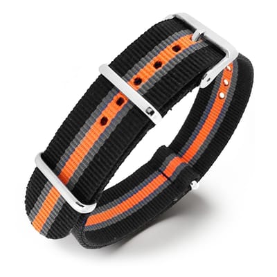 NATO Horlogeband G10 Military Nylon Strap - Heritage Zwart Grijs Oranje 18mm