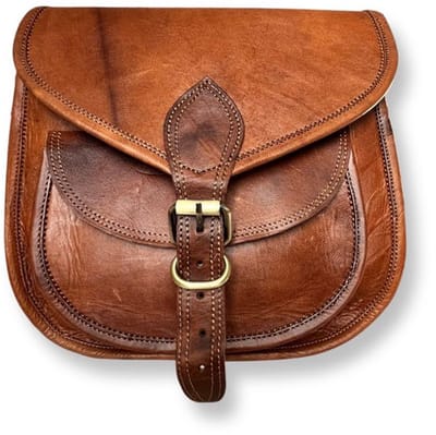 PRIYA schoudertas van echt geitenleer 28cm -crossbody bag -bohemain boho style - vintage look dames tas