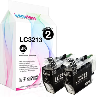 Inktdag inktcartridges voor Brother LC3213 zwart inktcartridges LC3213XL zwart inktcartridges (2 stuks)  voor Brother MFC-J491DW, MFC-J497DW, DCP-J572dw, MFC-J890DW, MFC-J895DW, DCP-J772DW,DCP-J774DW