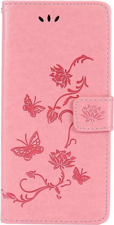 Shop4 - Samsung Galaxy A11 Hoesje - Wallet Case Vlinder Patroon Roze