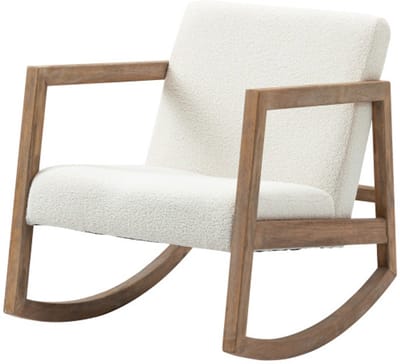 Schommelstoel, armstoel, fauteuil, relaxstoel, leesstoel, geschikt voor lezen, tv-kijken en ontspanning, 60 x 81 x 71 cm, beige, hout.