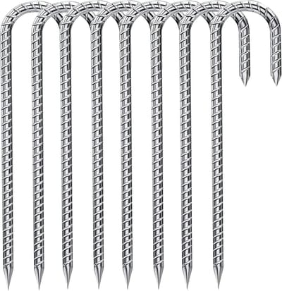 Grondankers Set - Tuinpalen Haringen - Buiten Stabiliseren - Verzinkt Staal - 30cm Lengte - Zilver