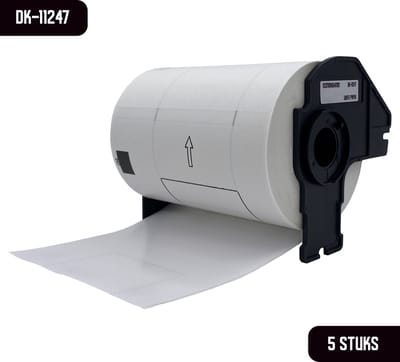 DULA Brother DK kompatible Etiketten, DK-11247 11247, 103 mm x 164 mm, Weiß, Permanent, 5 Rollen, 180 Etiketten pro Rolle