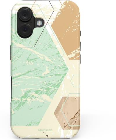 Casetastic hoesje geschikt voor Apple iPhone 16 - MagSafe - Dubbellaagse bescherming - Vlaklicht - Fashion Case - Crème Mintgroen Wit Lichtgrijs