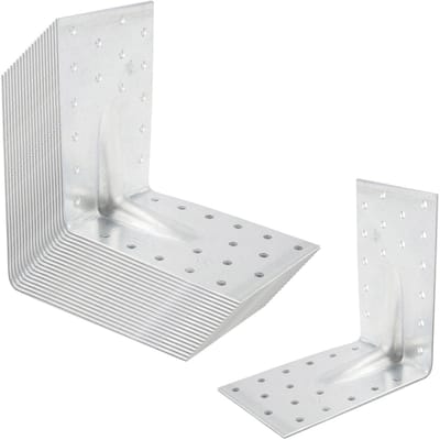 SOTECH 20-delige set hoekbeugels, hoekverbinders, 120 × 120 × 80 mm met 90° rib (versteviging), materiaaldikte 2,5 mm, zware hoek van thermisch verzinkt staal, hoekhoek