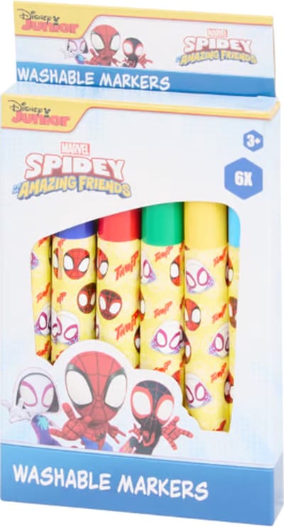 Disney junior - Marvel Spidey and his amazing friends - Stiften Uitwasbaar - 6 Kleuren - Kindvriendelijk - Kleurstiften Set voor Kinderen