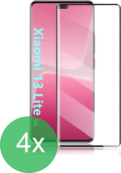 Full Screenprotector 4x Geschikt voor: Xiaomi 13 Lite - screen protector - volledige glas - bescherming - beschermglas - ZT Accessoires