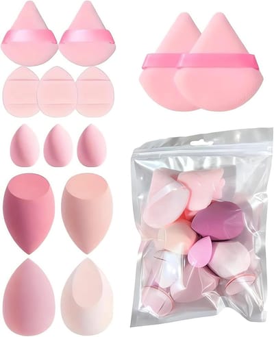 14-delige Make-up Spons Set met Beauty Blenders en Penselen voor een Perfecte Foundation en Make-up Applicatie
