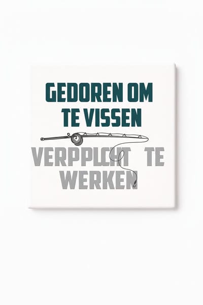Grappige Vissen Keramische Tegel – Geboren om te Vissen Verplicht te Werken Decoratieve Cadeau Tegel voor Vissers & Hengelsport Liefhebbers
