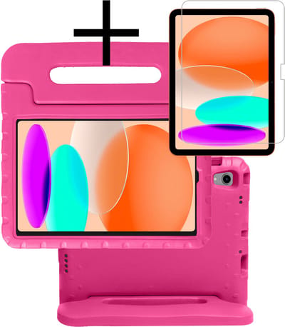 Hoes - Geschikt voor Apple iPad A16/A18 (2022/2025/2026) - 10.9 & 11 inch (10e, 11e & 12e generatie) - Met Screenprotector - Kinderhoes Shockproof Bumper - Kidsproof Case - Tablet Hoesje - Kinder Cover - Roze